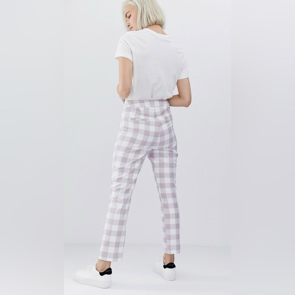NWT Asos  Design Lavender & White Gingham Slim Suit Pants Women Size 10 US - Picture 2 of 10